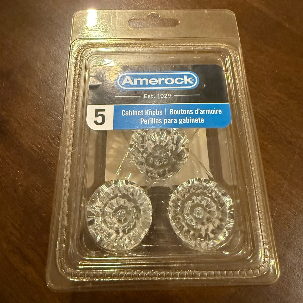 Amerock Clear Acrylic Cabinet Knobs Satin Nickel Set of 5
